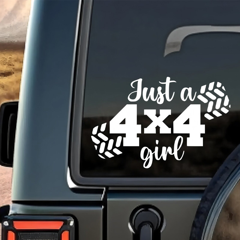 只是一个4x4女孩户外车窗贴纸