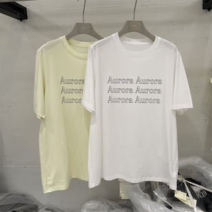 韩国2026夏季新款中长款大码慵懒风短袖T恤女潮ins字母简约体恤衫