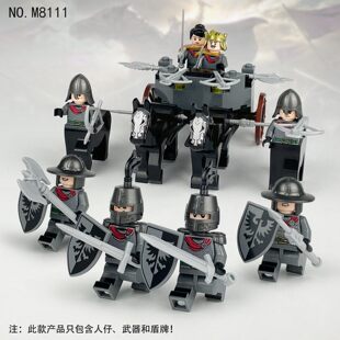 积木玩具 黑鹰骑士M8111战团人马模型跨境小颗粒儿童拼装