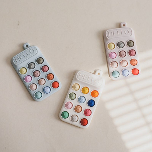 婴儿牙胶硅胶宝宝咬咬乐手指锻炼可啃咬按键磨牙棒儿童按按乐玩具