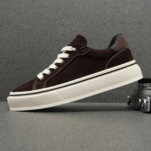 欧洲站男鞋2025新款秋冬真皮休闲鞋男厚底时尚复古反绒皮板鞋男款