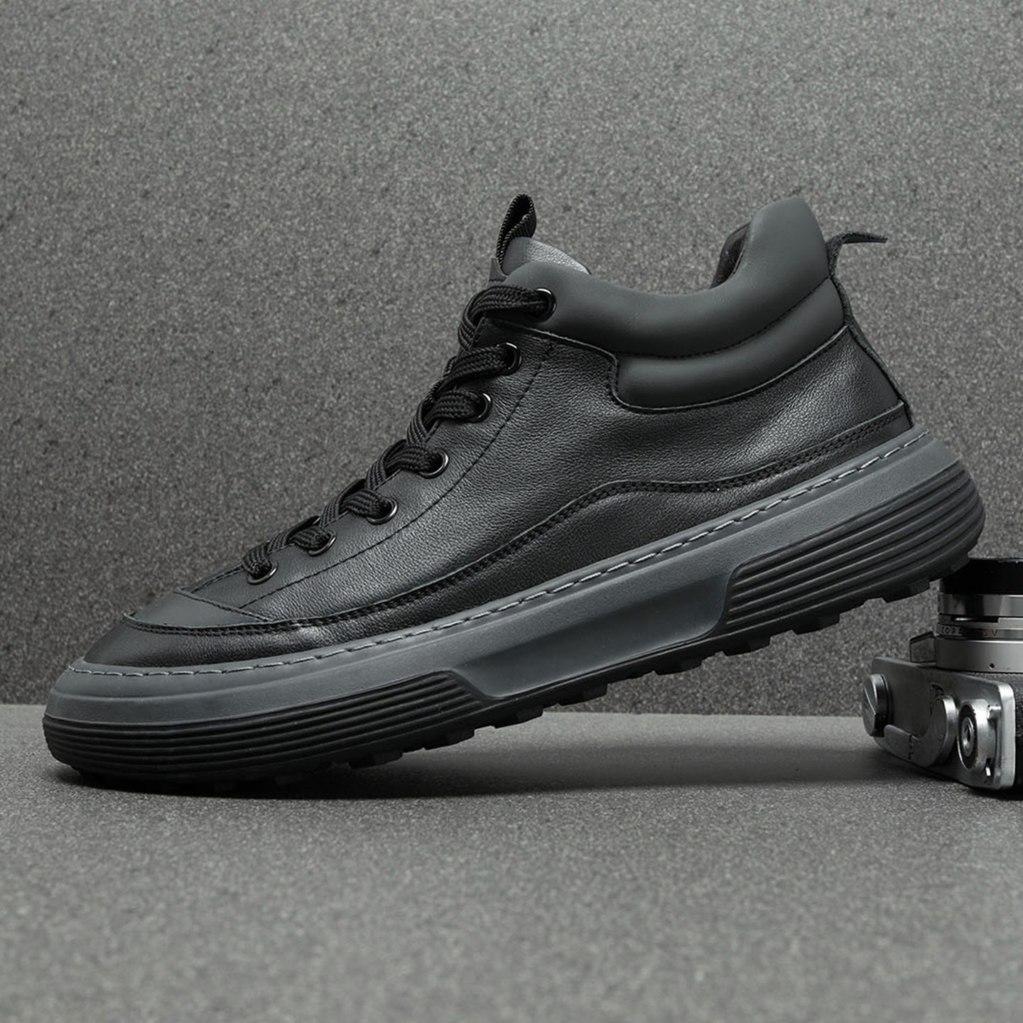 牛皮男鞋冬季2025新款真皮皮鞋高帮鞋男厚底休闲鞋加厚勃肯鞋男款