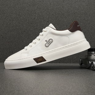 头层牛皮板鞋男款2025新款真皮休闲鞋男潮流百搭软底小白鞋男透气