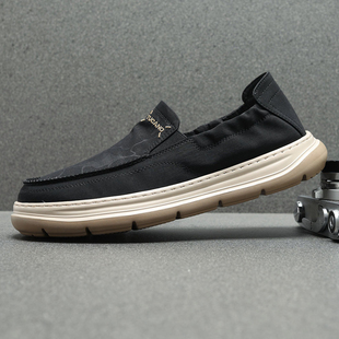 春季男鞋2026新款布鞋男透气休闲鞋超轻舒适一脚蹬懒人徒步鞋男款