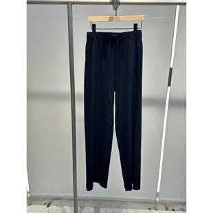 艾诺丝2025秋装新款松紧腰黑色宽松休闲裤女裤子AR314123