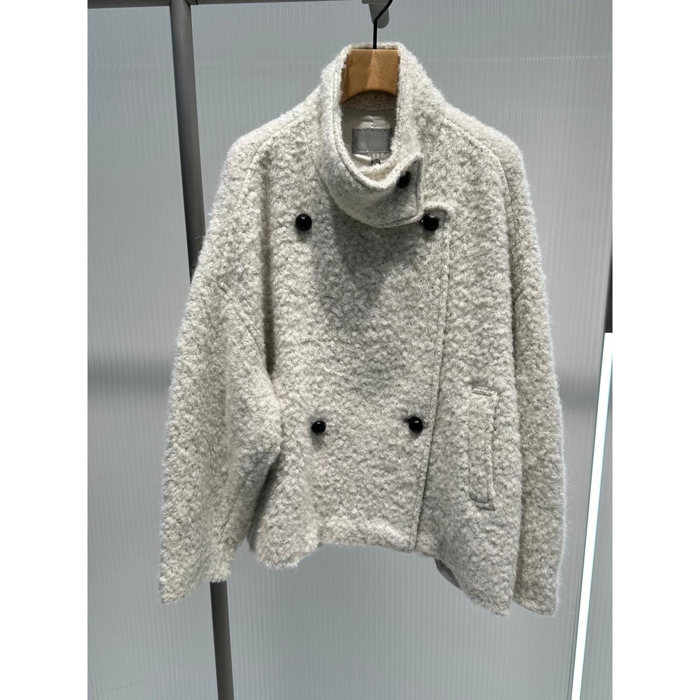 艾诺丝2025年冬季新款百搭宽松落肩款羊羔毛外套女上衣AR104123