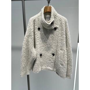 艾诺丝2025年冬季新款百搭宽松落肩款羊羔毛外套女上衣AR104123