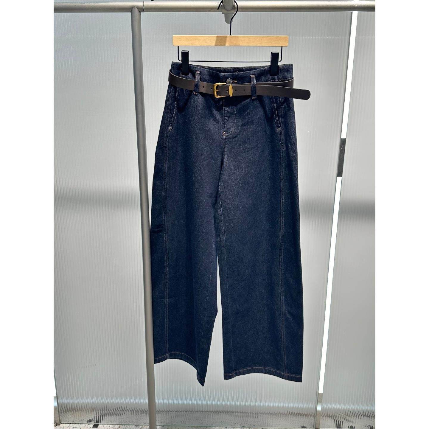 艾诺丝2025秋装新款时尚百搭高腰显瘦牛仔裤女阔腿裤长裤AR324109