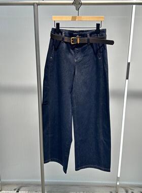 艾诺丝2025秋装新款时尚百搭高腰显瘦牛仔裤女阔腿裤长裤AR324109