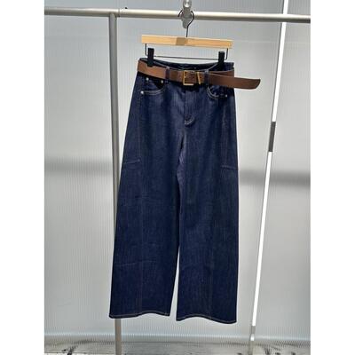 艾诺丝2025年秋装新款牛仔蓝高腰宽松牛仔裤女阔腿裤长裤AR323109