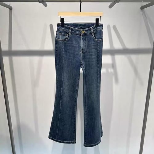 艾诺丝2025秋季新款时尚高腰显瘦蓝色小脚牛仔裤女长裤AR324016