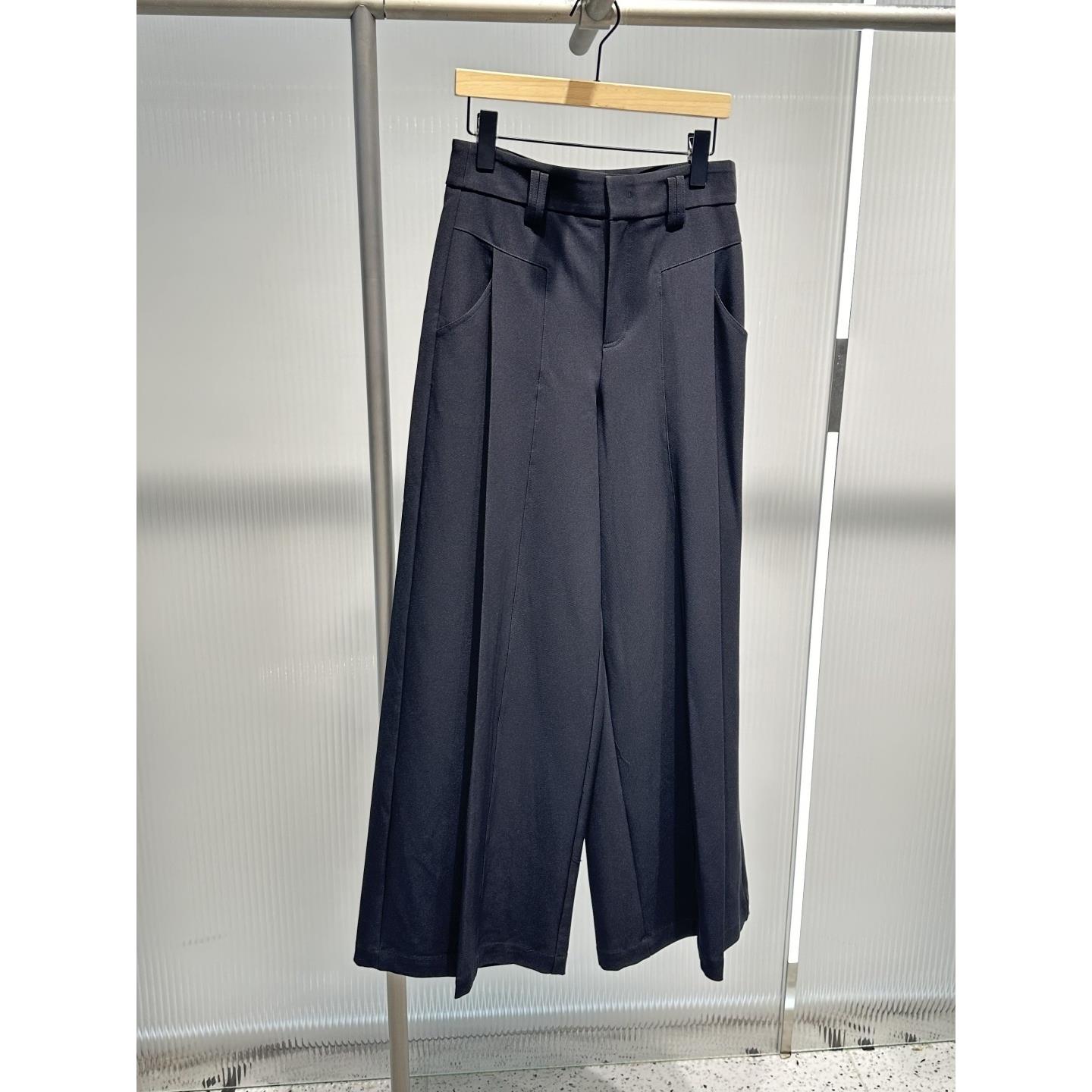 艾诺丝2025年秋季新款黑色宽松休闲裤女阔腿裤直筒裤长裤AR303013