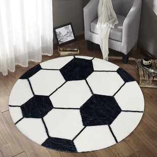 黑白足球地毯电脑椅子吊篮垫儿童房间床边坐垫加厚打游戏圆形地垫