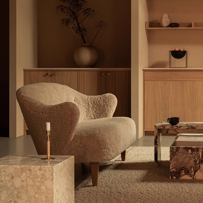 Menu 丹麦进口 Ingeborg 沙发休闲椅实木羊毛靠背椅子客厅脚凳