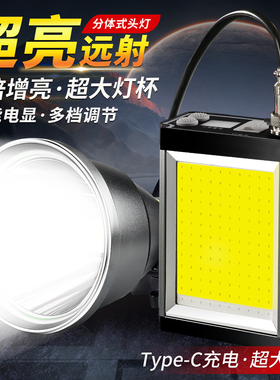 头灯强光超亮充电户外锂电超大容量超长续航钓鱼专用头戴式手电筒