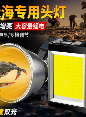 头灯赶海专用强光超亮充电2025新款长续航黄光大功率疝气夜钓鱼灯