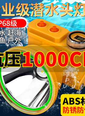 潜水专用强光头灯防水户外赶海钓鱼超亮充电超长续航头戴式手电筒