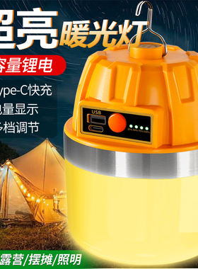 充电挂灯户外照明露营帐篷家用停电备用应急摆摊黄光led充电灯泡