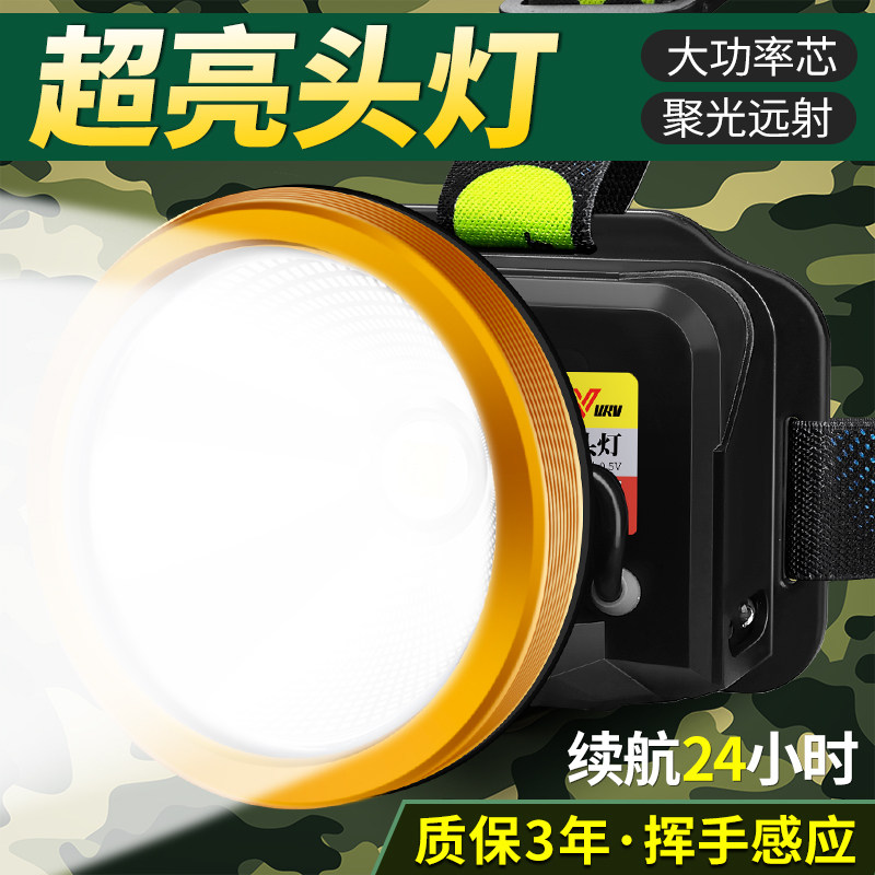 头灯强光充电超亮户外2025新款野外感应钓鱼专用电筒头戴式照明灯
