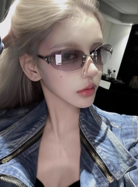 jennie同款无框渐变灰色y2k辣妹墨镜女款潮时尚高级感遮阳太阳镜