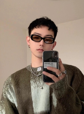 韩版白敬亭同款白色呱呱呱舞街拍墨镜男女潮时尚小脸凹造型太阳镜