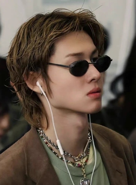 cortis马丁同款椭圆墨镜男2026新款高级感痞帅风太阳眼镜赛博朋克