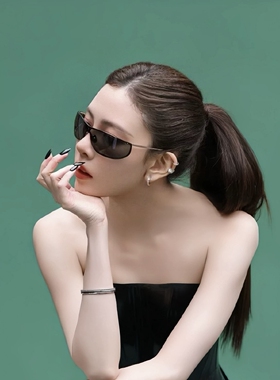 宋妍霏同款连体猫眼墨镜女防紫外线辣妹复古港风个性黑色太阳眼镜