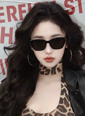 2025新款黑色猫眼墨镜女街拍高级网感欧美辣妹风太阳眼镜方圆脸显