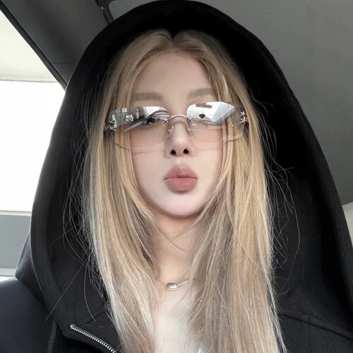 gm无框墨镜女款jennie同款高级感可露丽风太阳镜海边拍照防晒眼镜