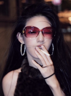 古早墨镜女复古红色美式中古风Y2K辣妹防紫外线太阳眼镜女士大框