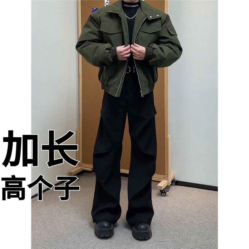 高个子加长185cm190裤子男冰丝休闲裤西裤秋季青少年超长直筒裤子