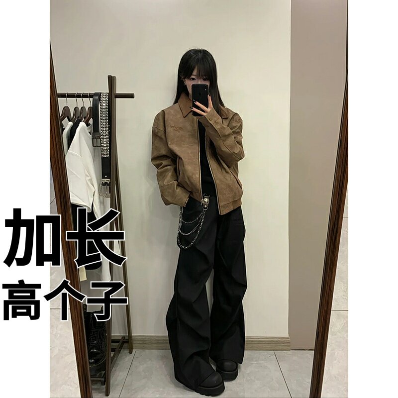 高个子加长瘦高190裤子青少年超长冰丝休闲西裤男夏季垂感工装裤