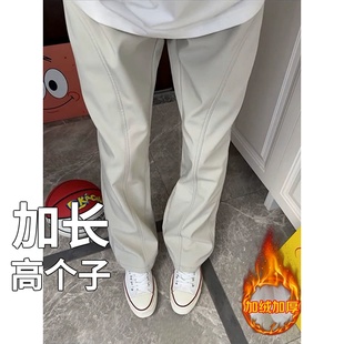 高个子加长版裤子美式加绒冲锋裤男款秋冬工装微喇裤子休闲裤190