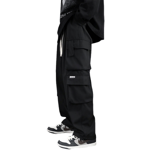 工装裤秋季款潮牌阔腿休闲长裤加长版高个子男生直筒宽松裤子加绒