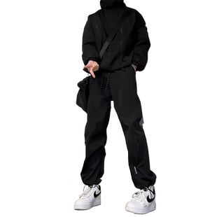 男生暴雨级直筒冲锋裤男款抽绳190高个子工装裤子美式机能登山裤