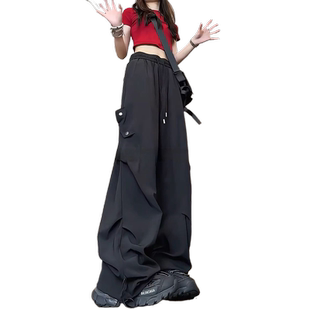 速干裤男春季2026降落伞兵工装裤子加长版高个子垂感阔腿休闲长裤