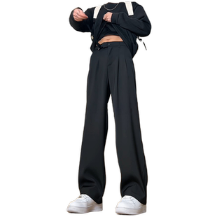 垂感休闲西裤男春季款190高个子加长版裤子青少年瘦高阔腿裤直筒