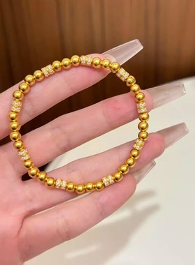 水贝黄金古法点钻手串盘缠手链足金999送女友礼物diy