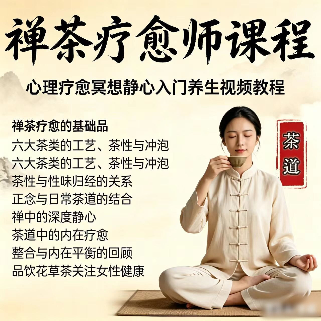 禅茶疗愈师茶道冥想入门视频课