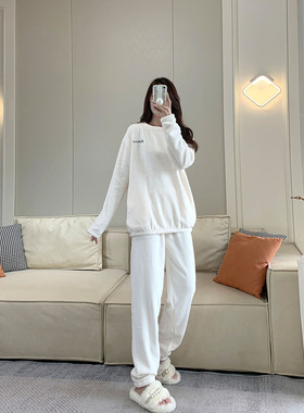 冬天高个子家居服加长版175以上白色情侣款睡衣一套特长版可外穿