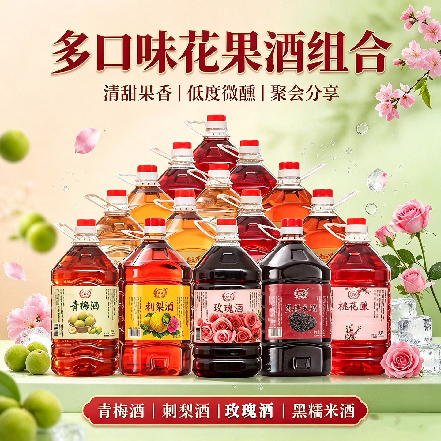 黄氏酒厂花果酒桃花酒杨梅酒贵州特产刺梨酒 茉莉毛尖酒 青梅米酒