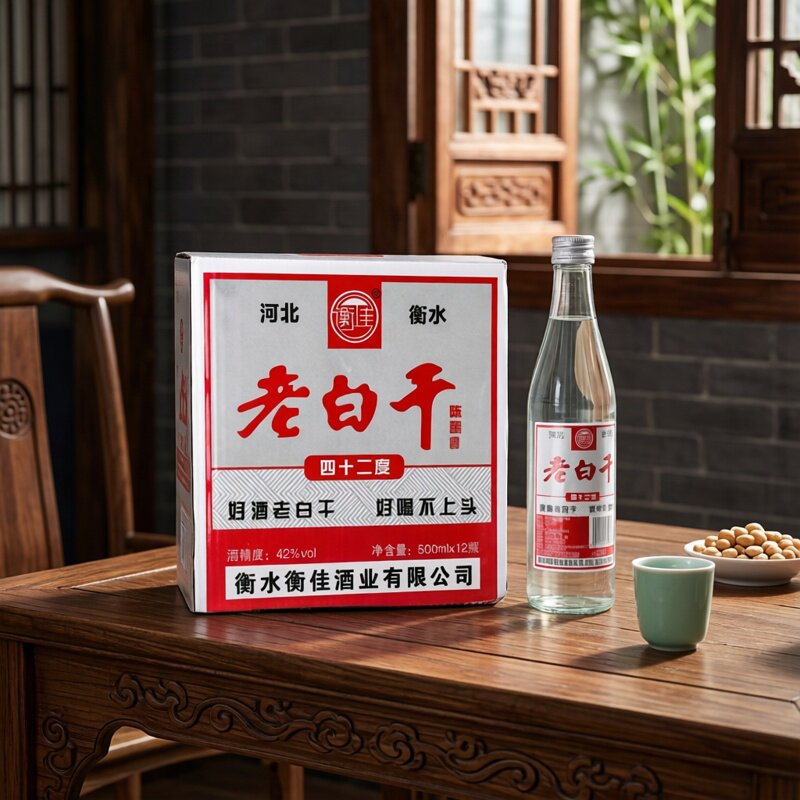 衡佳老白干浓香型42度52度纯粮陈酿白酒500ml*12瓶整箱装衡水产地
