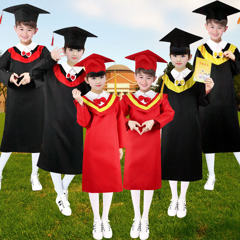 新款儿童博士服幼儿园毕业照服装小学生学士服博士帽拍照班服礼服