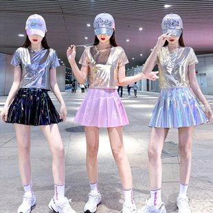 现代舞蹈服装女短袖学生亮片套装大拉拉队表演服成人爵士舞演出服