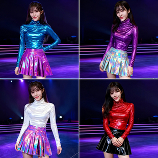 新款亮片韩版女团风套装演出服百褶裙现代爵士舞蹈表演服装啦啦队