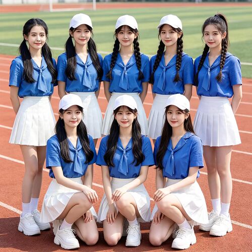 韩版女团风大学生运动会啦啦队演出服成人啦啦操健美操舞蹈表演服
