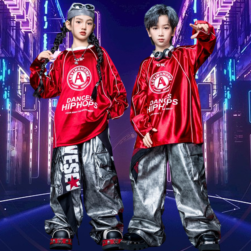 新款儿童街舞演出服嘻哈hiphop女童爵士舞蹈练功服套装少儿炸街潮