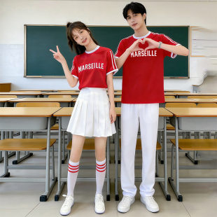 大学生拉拉队团体表演服运动会开幕式啦啦操毕业季健美操套装短袖