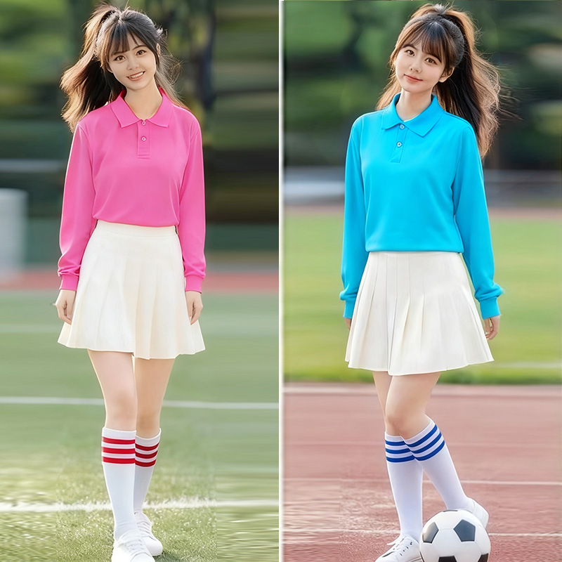 新款啦啦队爵士演出服装学生运动会表演服糖果色T恤校园集体舞服