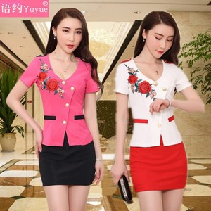 2018空姐职业女套装新款桑拿水疗技师服沐足工衣夜场小姐遮肚制服